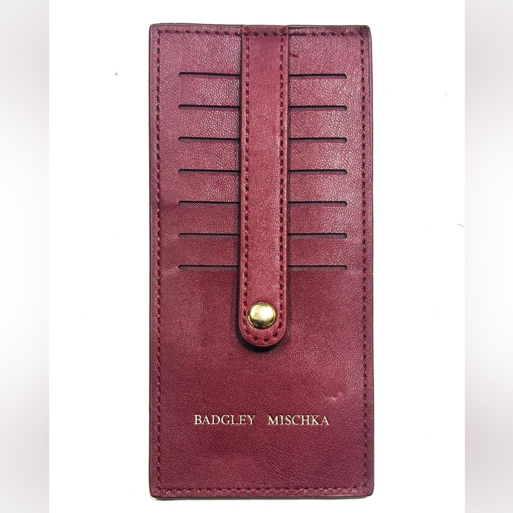 Badgley Mischka Burgundy/Red 7 Slot Card Holder With Tab, NWT